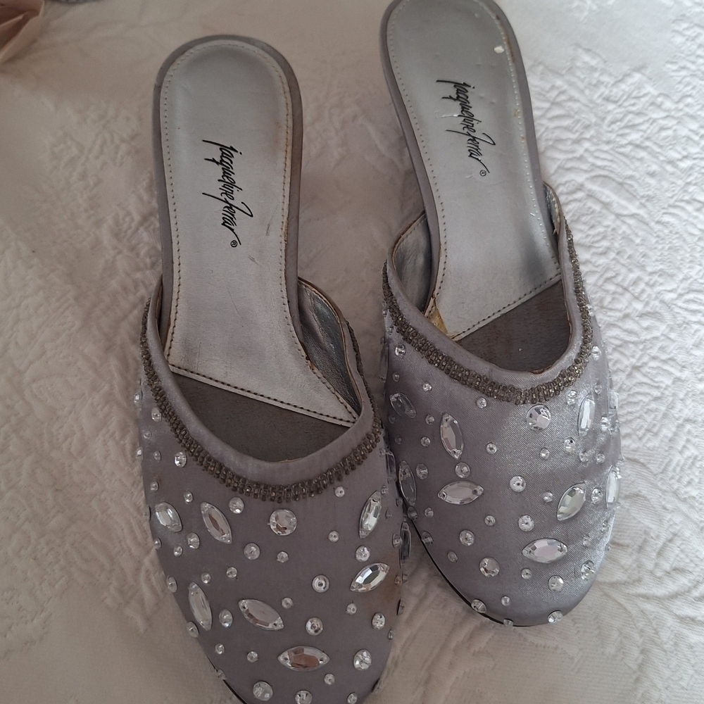 Jacqueline Ferrar Silver Embellished Mules